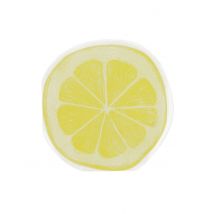 20 Serviettes Cocktail Tranche de Citron Papier Jaune et Blanc 24x24cm - Couleur Jaune