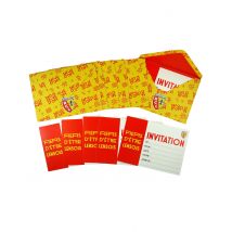 6 Invitations et enveloppes RC Lens - Couleur Rouge