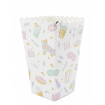 8 Boîtes à pop corn Pyjama Party et irisé - Couleur Rose