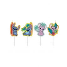 4 Bougies anniversaire Stitch8,5 cm - Couleur Multicolore