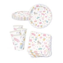 kit anniversaire vaisselle jetable Pyjama Party - Couleur Multicolore