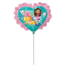 Petit ballon aluminium Gabby et la maison magique en forme de cœur 22 cm - Couleur Multicolore