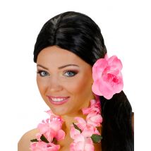 Fleur rose avec élastique pour cheveux - Couleur Rose