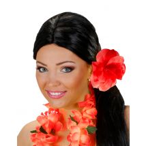 Fleur rouge avec élastique pour cheveux - Couleur Rouge