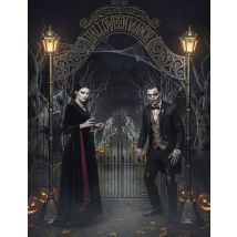 Arche Halloween Manoir Hanté avec Lanternes Lumineuses 2,5m - Couleur Noir