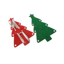 4 Porte-couverts sapin en feutrine 26 cm - Couleur Rouge
