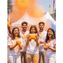 Sachet de poudre 500 g à effet Holi orange fluo - Couleur Orange