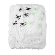Ragnatela bianca con ragni per Halloween 500 gr - Colore Bianco