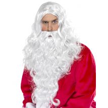 Set di parrucca e barba bianca da Babbo Natale per adulti
