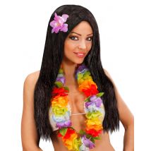 Parrucca nera hawaiana da donna - Colore Nero