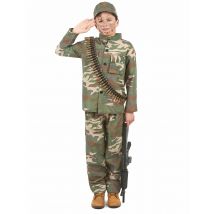 Travestimento da militare bambino - Colore Verde - Taglia M 7-9 anni (120-130 cm)