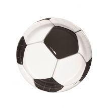 8 Piatti di carta Calcio 23 cm - Colore Nero