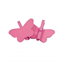 6 farfalle su molletta di legno fucsia - Colore Rosa