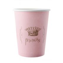 6 tazze di cartone principessa rosa 9 x 7,5 cm - Colore Rosa
