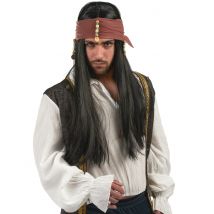 Parrucca scura da pirata per uomo