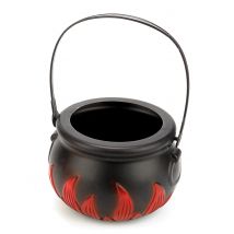 Mini pentola da strega con fiamme - Colore Nero