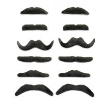 Lotto di 12 paia di baffi per tutte le occasioni - Colore Nero