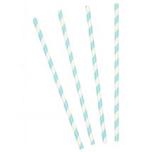 10 cannucce di carta a strisce di colore azzurro - Colore Blu