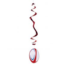 6 decorazioni a sospensione in carta ignifuga Pallone da rugby 80 cm - Colore Rosso