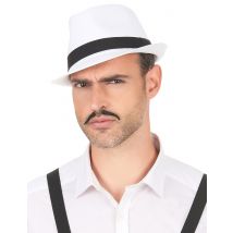 Cappello borsalino adulto bianco con fascia nera - Colore Nero