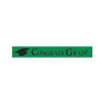 Banner metallico verde Congrats Grad - Colore Verde scuro