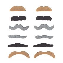 Confezione con 12 baffi per adulto - Colore Marrone