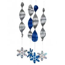 4 sospensioni a spirale con fiocchi di neve - Colore Blu