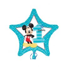 Palloncino in alluminio 1 anno Topolino - Colore Blu - Taglia Taglia unica