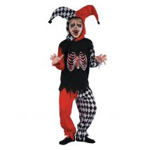 Il travestimento da arlecchino insanguinato del ragazzo - Colore Rosso - Taglia M 7-9 anni (120-130 cm)