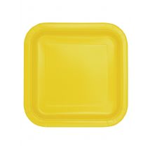 14 piatti quadrati in cartone giallo fluo 22 cm - Colore Giallo