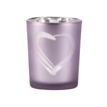 Portacandele in vetro con cuore lilla - Colore Viola e lilla
