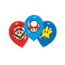 6 palloncini in lattice Super Mario - Colore Multicolore - Taglia Taglia unica