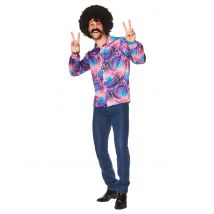 Camicia psichedelica in stile disco per adulto - Colore Viola e lilla - Taglia XL