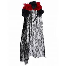 Cerchietto floreale con velo di pizzo Dia de los muertos adulti - Colore Nero