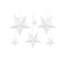 6 stelle da appendere 3D bianche - Colore Bianco