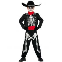 Costume da scheletro dia de los muertos bambino - Colore Nero - Taglia 5-6 anni (110-115 cm)