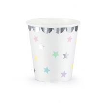 6 bicchieri in cartone bianchi con stelle pastello - Colore Multicolore