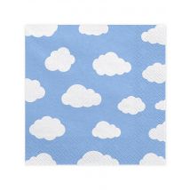 20 tovaglioli di carta blu con nuvolette - Colore Blu
