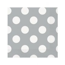 16 tovaglioli di carta grigi con pois bianchi - Colore Grigio