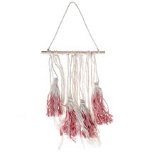 Sospensioni in legno con nappe rosse - Colore Bianco