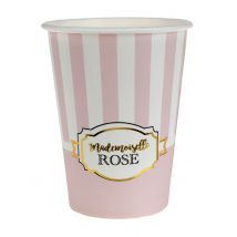 10 Bicchieri di carta per baby shower a righe rosa 200 ml - Colore Rosa