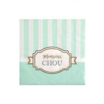 20 Tovaglioli di carta menta baby shower 25 x 25 cm - Colore Verde