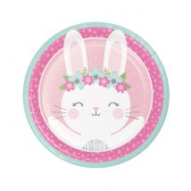 8 piatti in cartone coniglio 22 cm - Colore Rosa