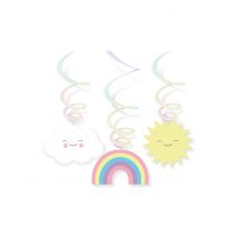 6 sospensioni a spirale con nuvoletta ed arcobaleno - Colore Multicolore - Taglia Taglia unica