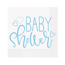 16 tovaglioli di carta baby shower blu - Colore Bianco