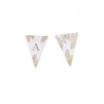 5 gagliardetti bianchi con foglie oro lettera - Colore Bianco - Taglia R
