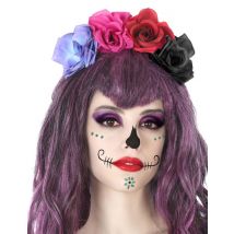 Cerchietto fiori multicolori Dia de los Muertos adulto - Colore Multicolore