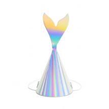 6 cappellini per festa iridescenti coda da sirena - Colore Multicolore