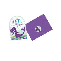 8 inviti per festa con buste sirena da sogno - Colore Viola e lilla