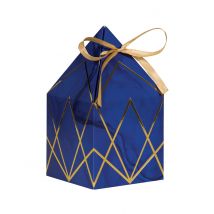 8 scatole in cartone marmo blu e oro - Colore Blu scuro